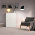 Basic Low Wide Storage Cabinet in White (2 Shelves) with 2 White Doors - image 3