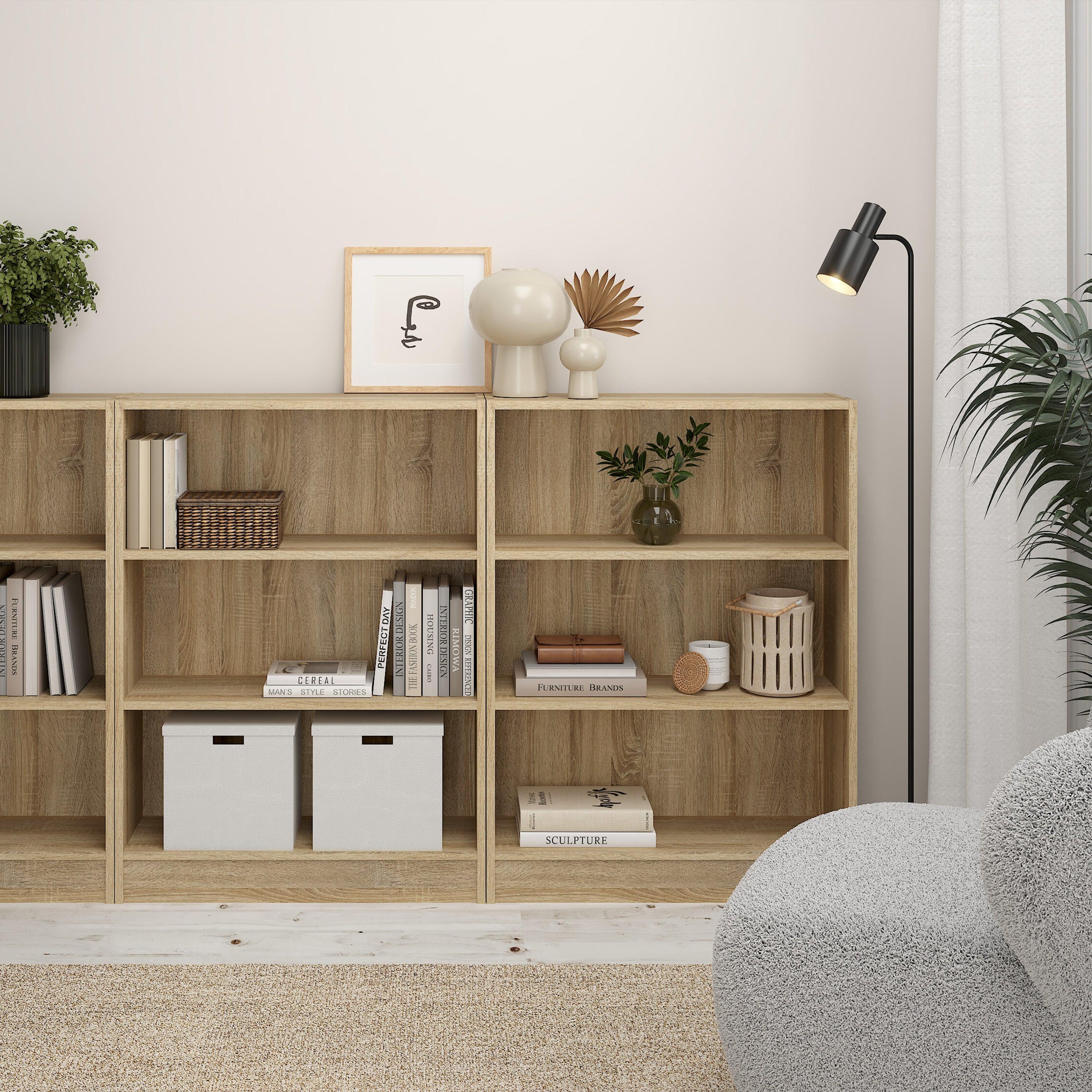 Basic Low Wide Bookcase (2 Shelves) in Oak - image 5