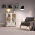 Basic Low Wide Display Cabinet in Oak (2 Shelves) with 2 Glass Doors in White - image 3