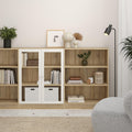 Basic Low Wide Display Cabinet in Oak (2 Shelves) with 2 Glass Doors in White - image 4
