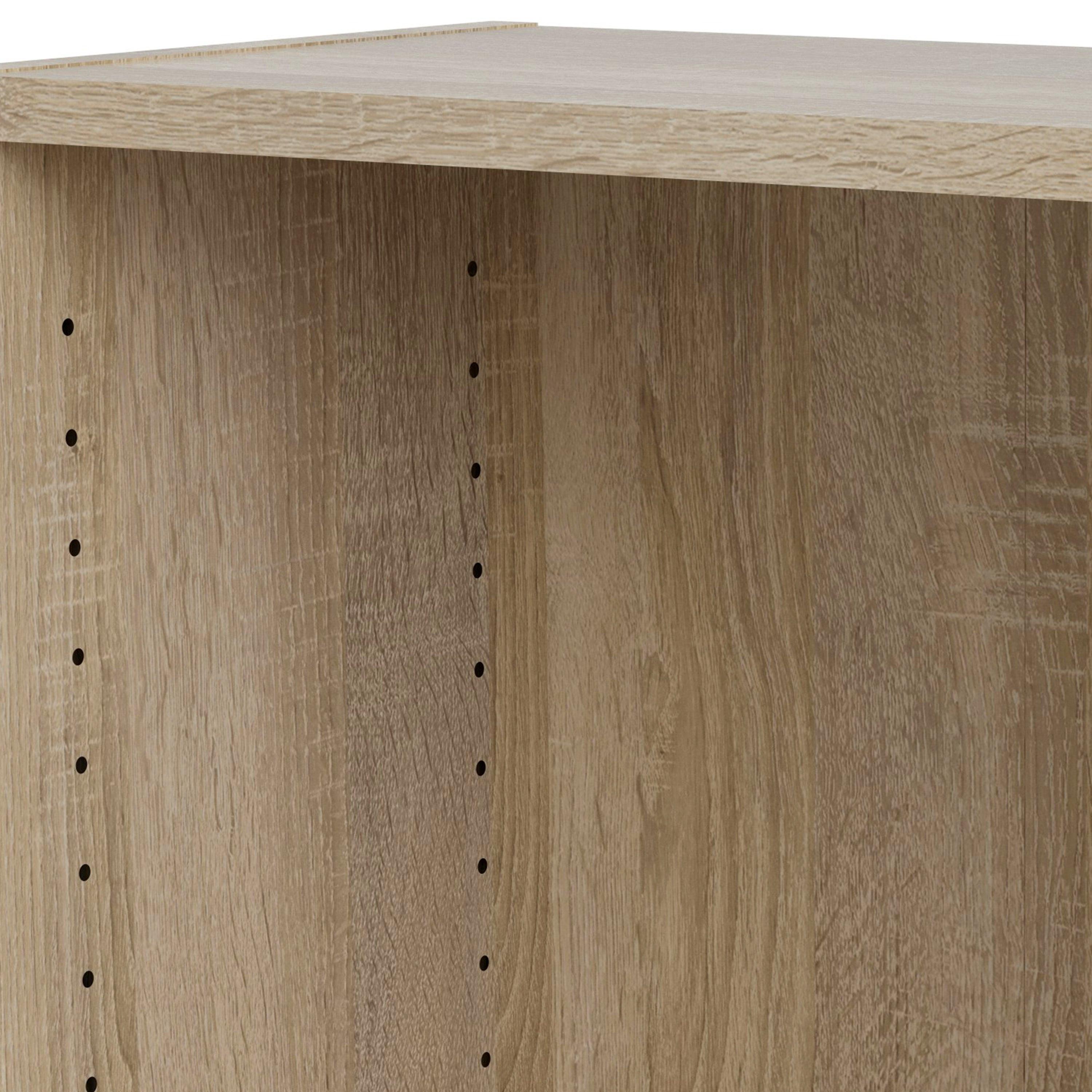 Basic Low Wide Display Cabinet in Oak (2 Shelves) with 2 Glass Doors in White - image 5