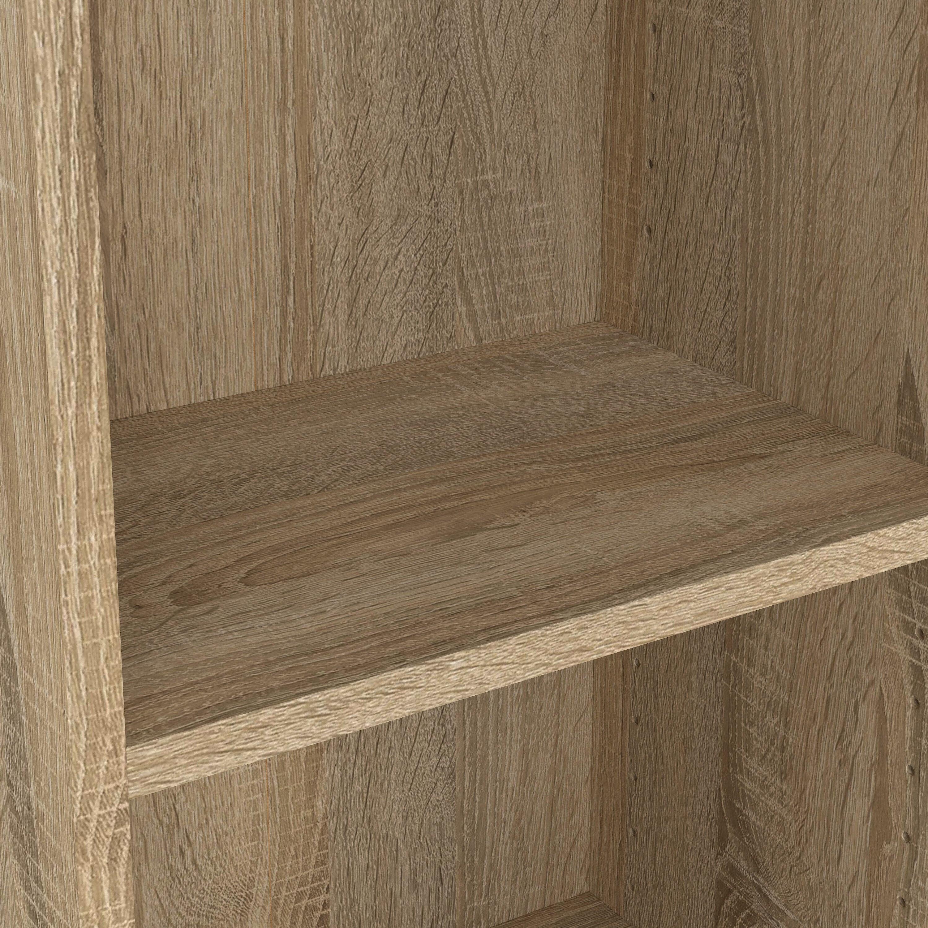 Basic Low Wide Display Cabinet in Oak (2 Shelves) with 2 Glass Doors in White - image 6