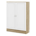 Basic Low Wide Storage Cabinet in Oak (2 Shelves) with 2 White Doors - image 2