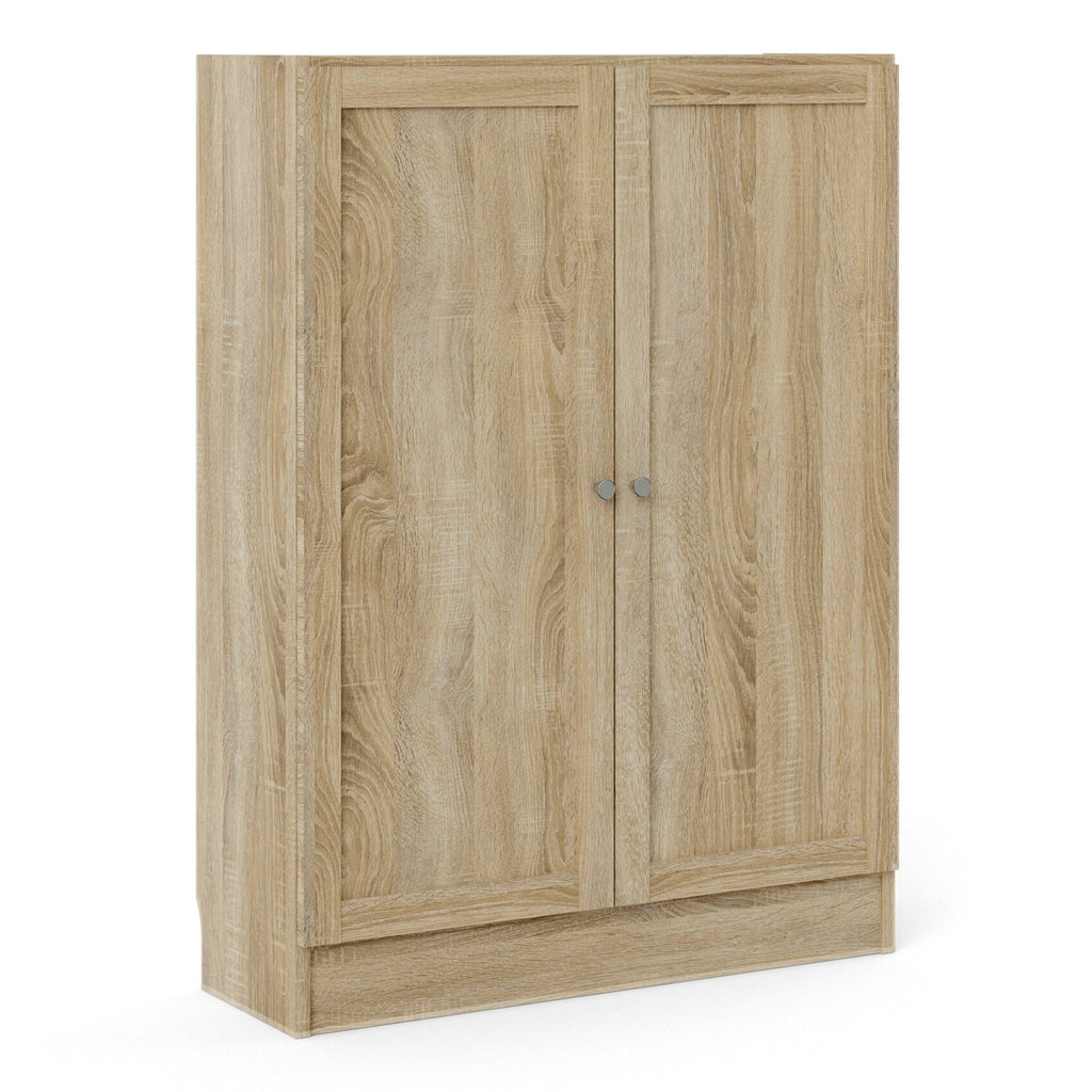 Basic Low Wide Storage Cabinet in Oak (2 Shelves) with 2 Oak Doos