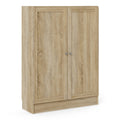 Basic Low Wide Storage Cabinet in Oak (2 Shelves) with 2 Oak Doos