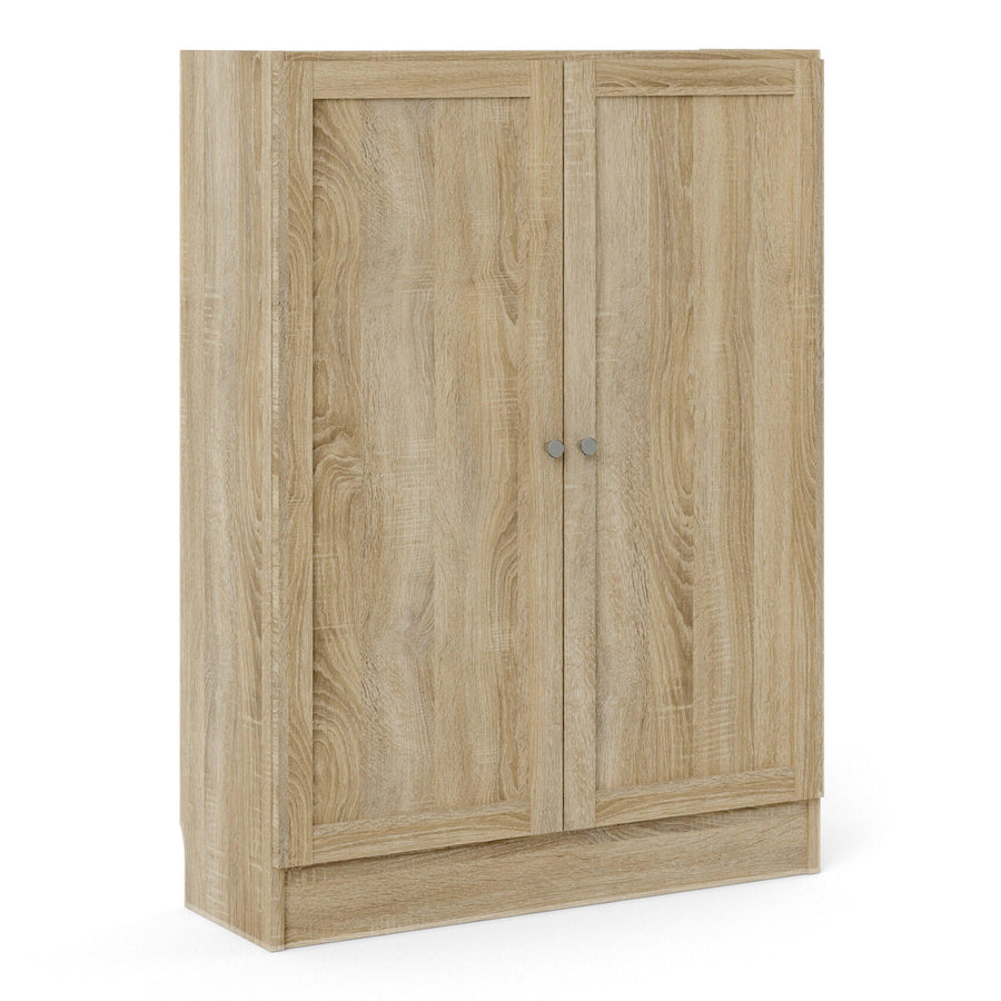 Basic Low Wide Storage Cabinet in Oak (2 Shelves) with 2 Oak Doos