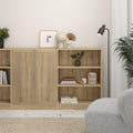 Basic Low Wide Storage Cabinet in Oak (2 Shelves) with 2 Oak Doos - image 4