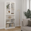 Basic Tall Wide Display Cabinet in White (4 Shelves) with 2 Glass White Doors - image 3
