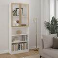 Basic Tall Wide Display Cabinet in White (4 Shelves) with 2 Glass Oak Doors - image 3