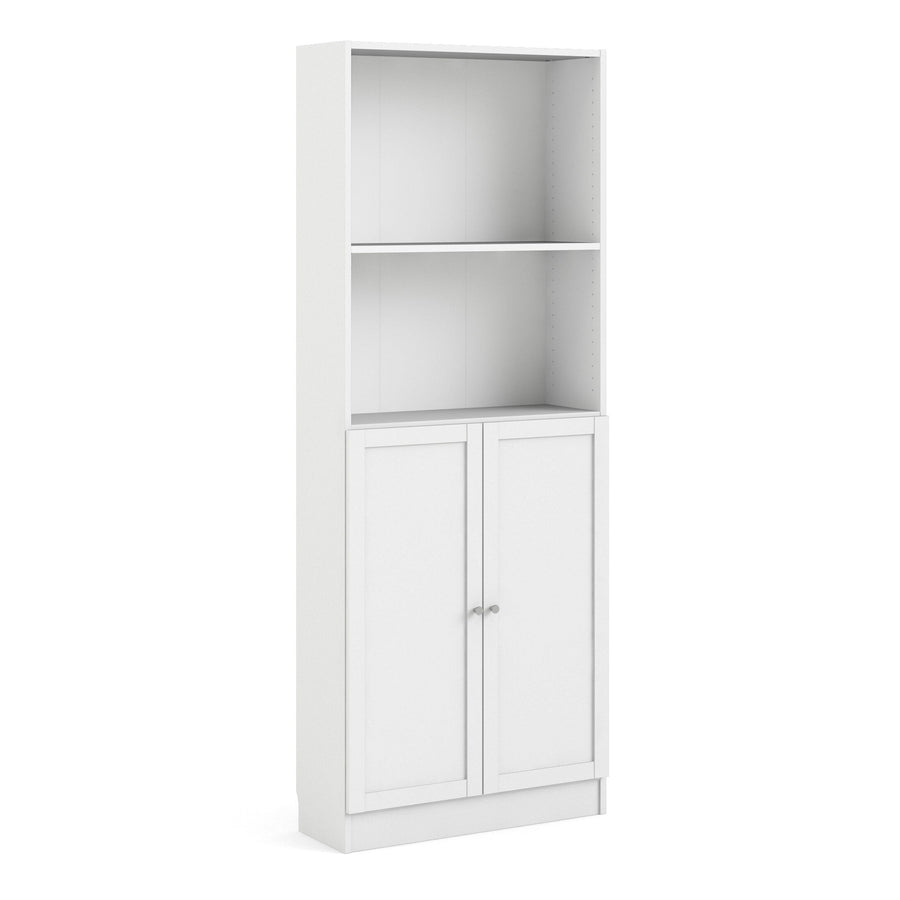 Basic Tall Wide Combination Storage in White (4 Shelves) with 2 White Doors