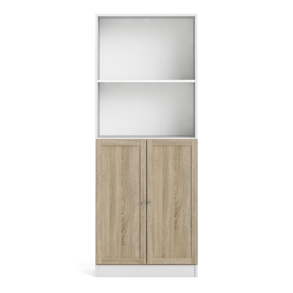 Basic Tall Wide Combination Storage in White (4 Shelves) with 2 Oak Doors - image 2