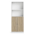 Basic Tall Wide Combination Storage in White (4 Shelves) with 2 Oak Doors - image 2