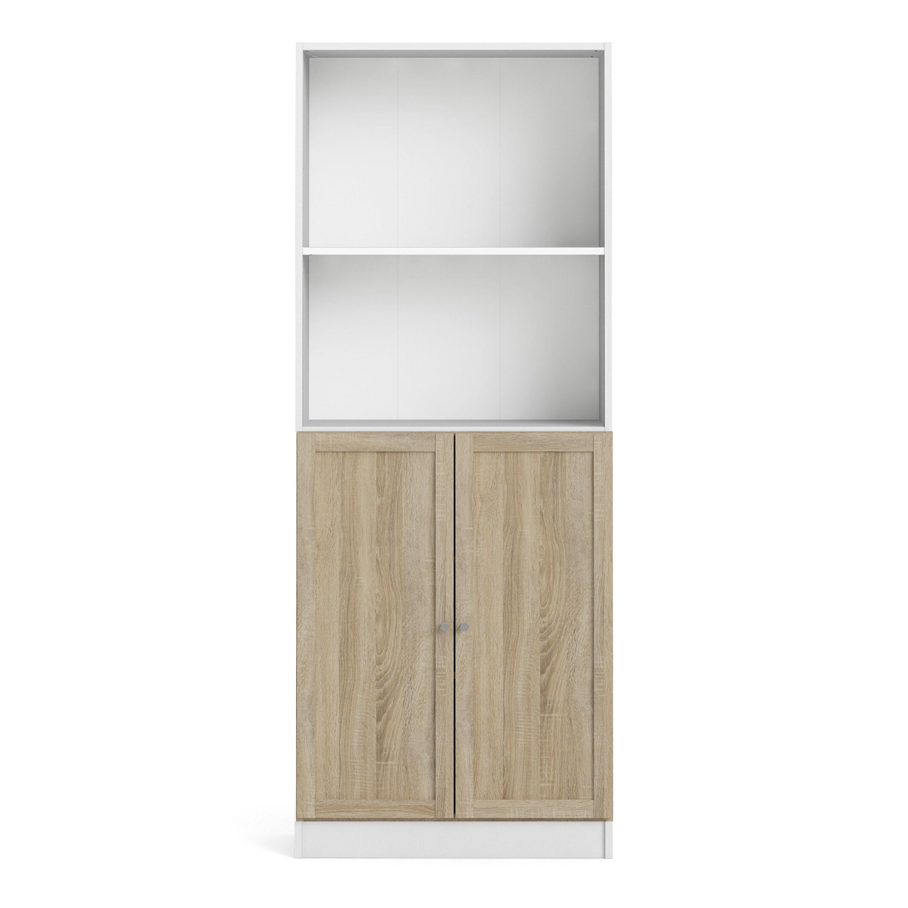 Basic Tall Wide Combination Storage in White (4 Shelves) with 2 Oak Doors - image 2