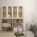 Basic Tall Wide Display Cabinet in Oak (4 Shelves) with 2 Glass White Doors - image 4