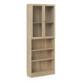 Basic Tall Wide Display Cabinet in Oak (4 Shelves) with 2 Glass Oak Doors