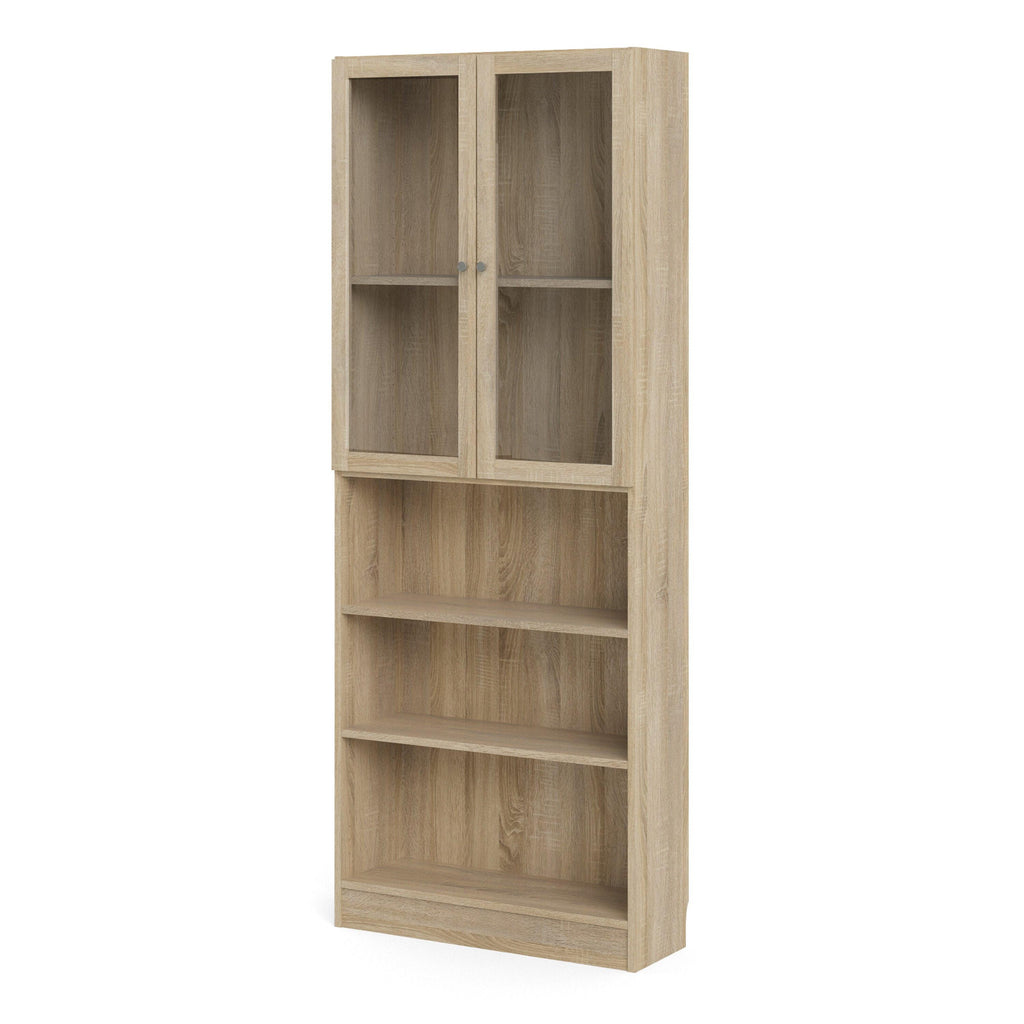 Basic Tall Wide Display Cabinet in Oak (4 Shelves) with 2 Glass Oak Doors - image 2