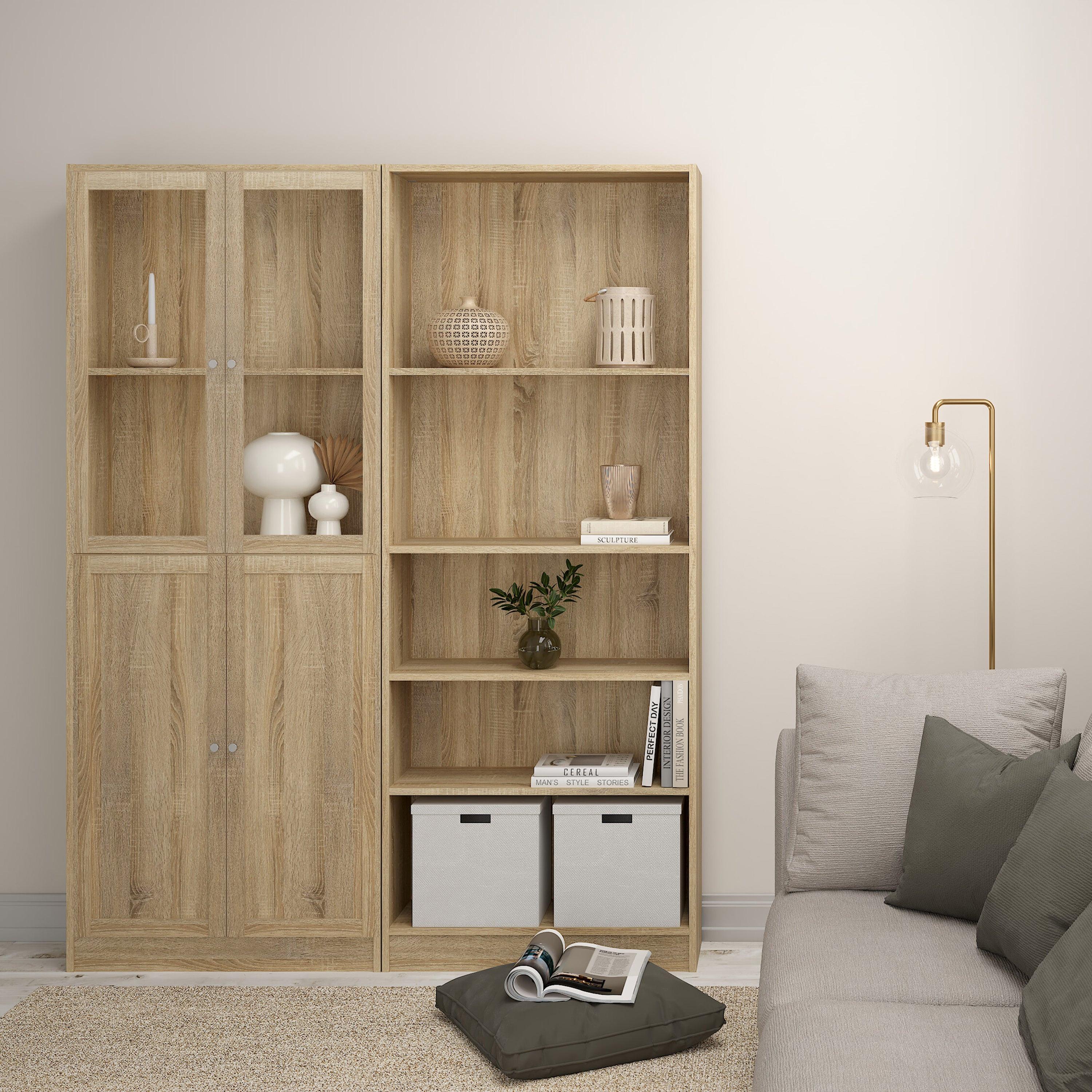 Basic Tall Wide (4 Shelves) 4 Door Combination Unit in Oak - image 4