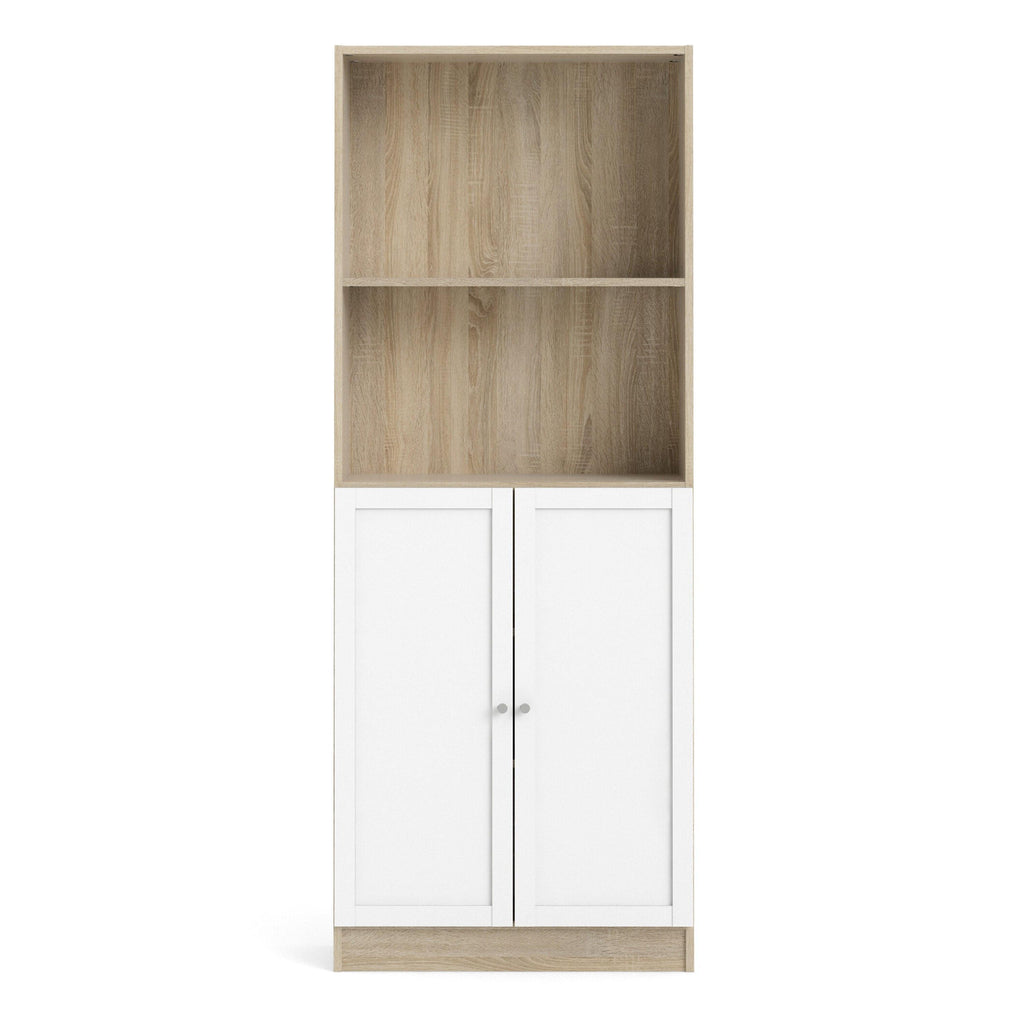 Basic Tall Wide Combination Storage in Oak (4 Shelves) with 2 Doors in White - image 2