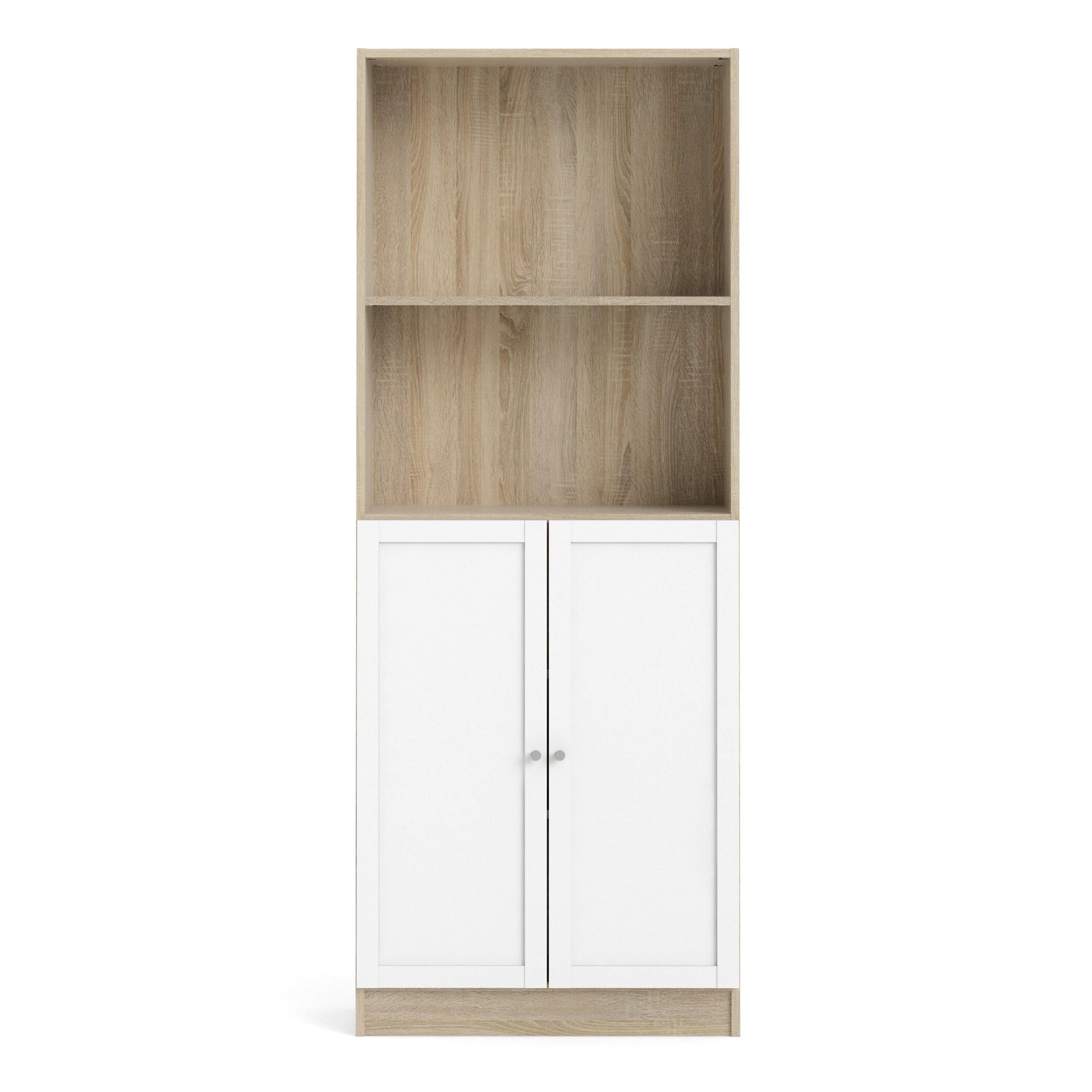 Basic Tall Wide Combination Storage in Oak (4 Shelves) with 2 Doors in White - image 2