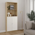 Basic Tall Wide Combination Storage in Oak (4 Shelves) with 2 Doors in White - image 5