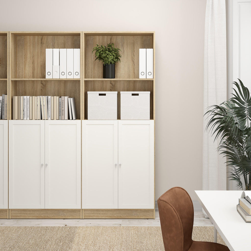 Basic Tall Wide Combination Storage in Oak (4 Shelves) with 2 Doors in White - image 7