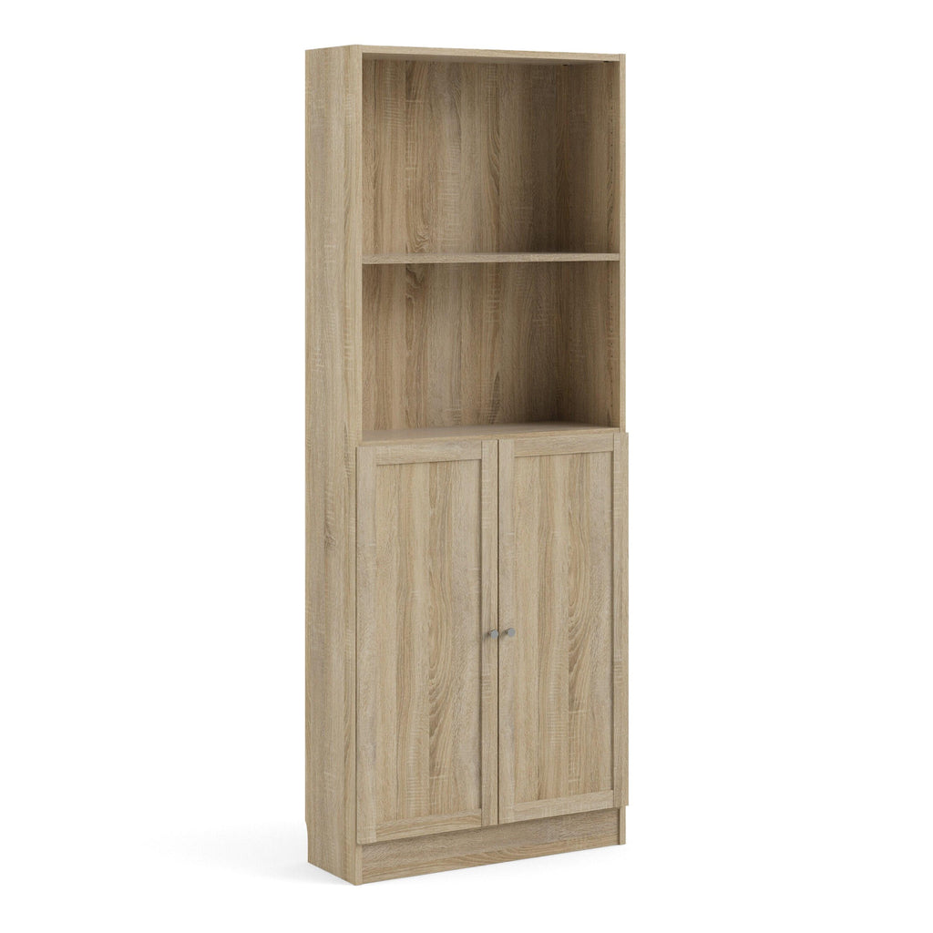 Basic Tall Wide Combination Storage in Oak (4 Shelves) with 2 Oak Doors