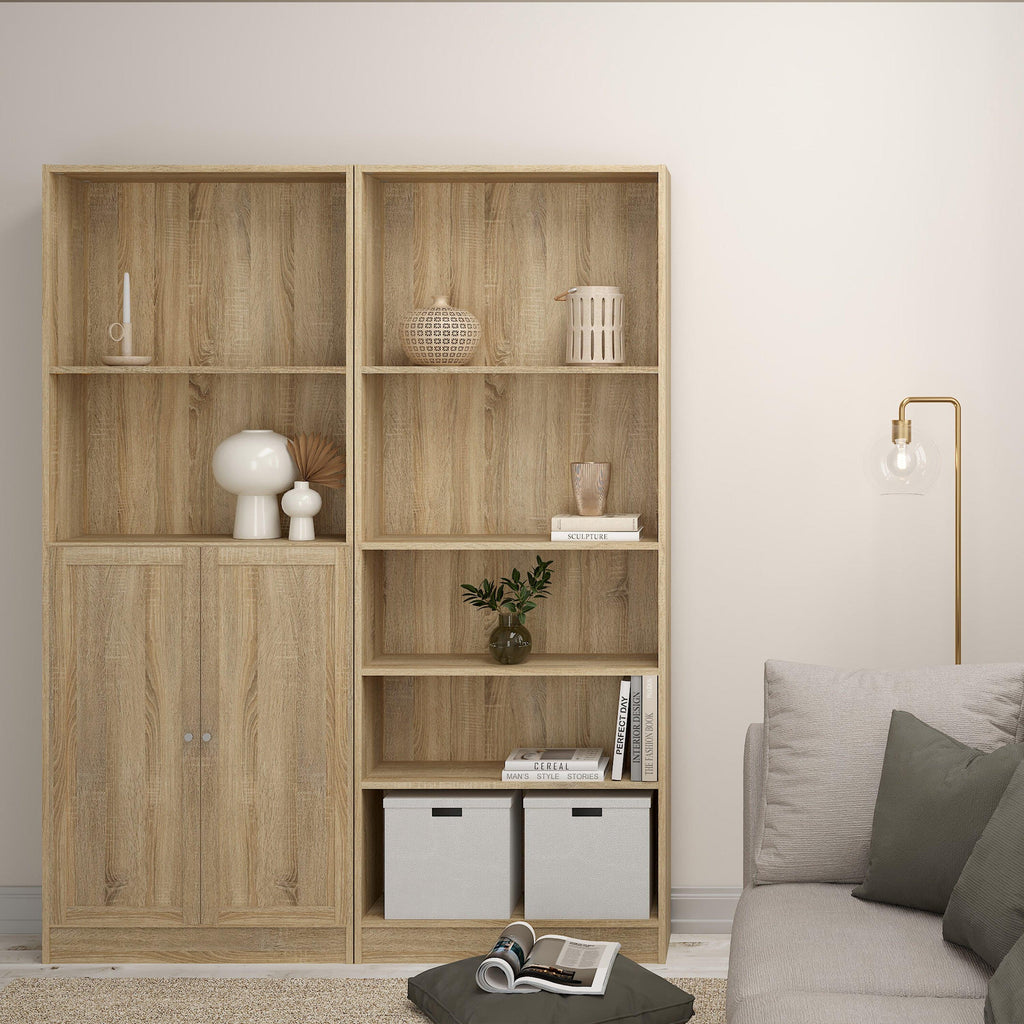 Basic Tall Wide Combination Storage in Oak (4 Shelves) with 2 Oak Doors - image 6