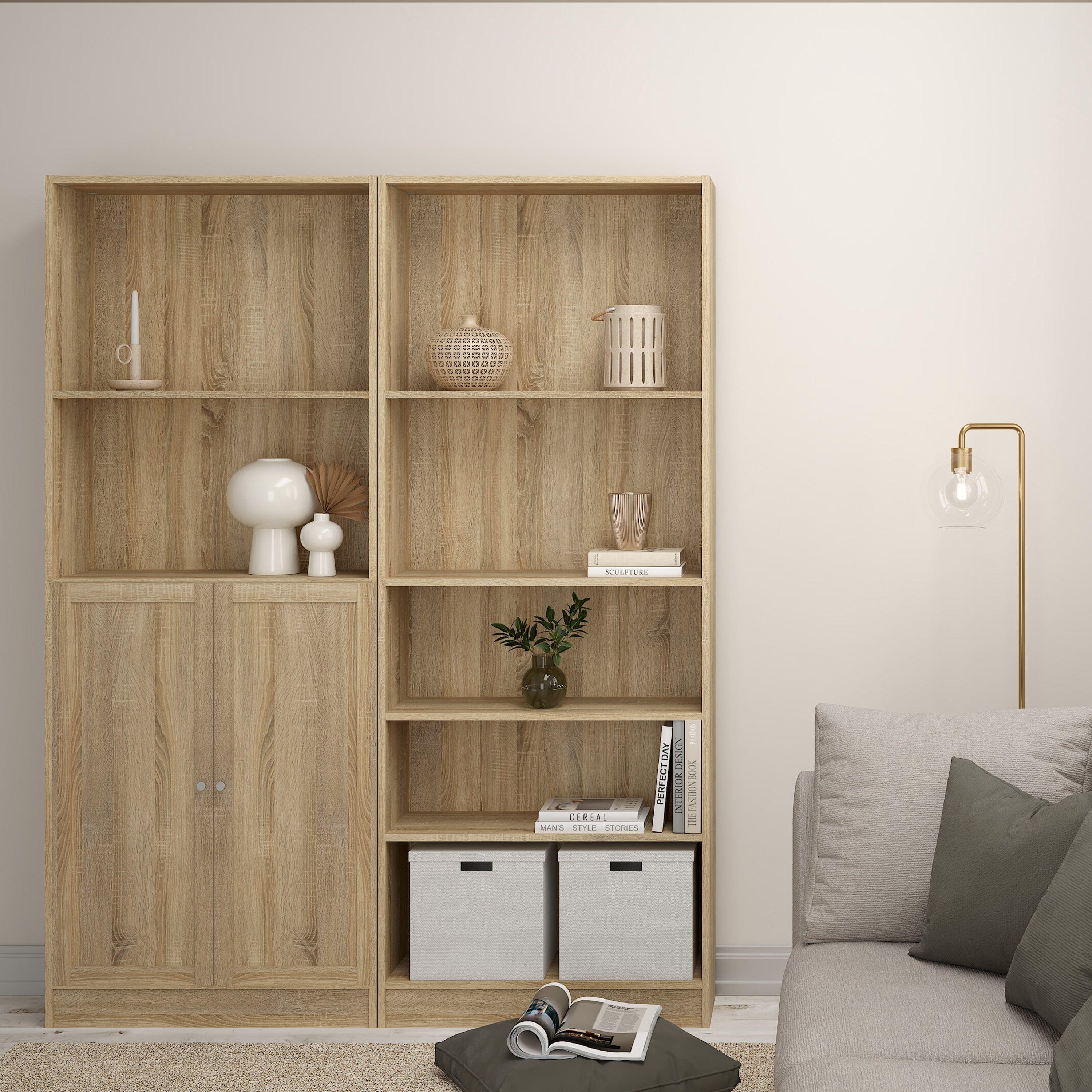 Basic Tall Wide Combination Storage in Oak (4 Shelves) with 2 Oak Doors - image 6