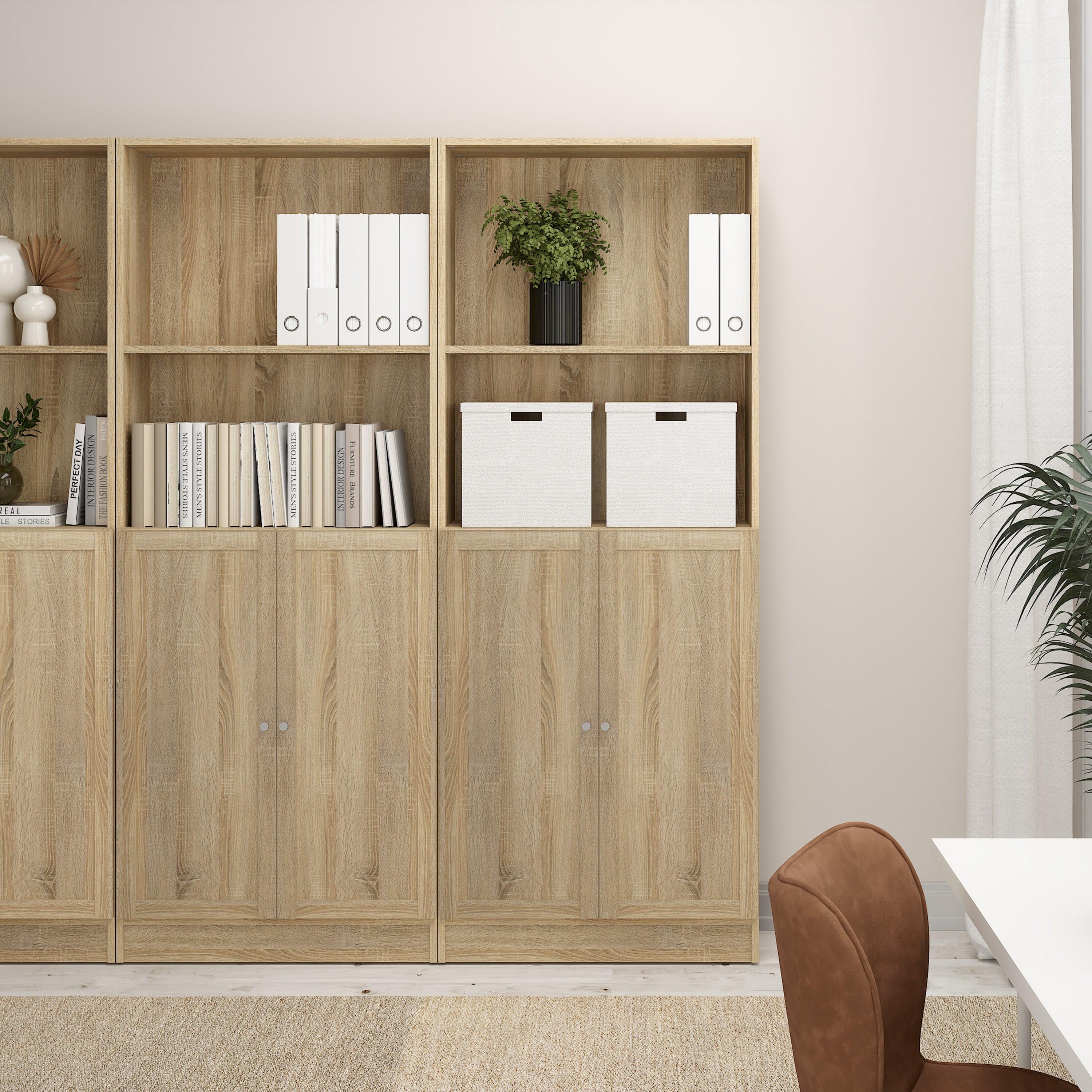 Basic Tall Wide Combination Storage in Oak (4 Shelves) with 2 Oak Doors - image 7