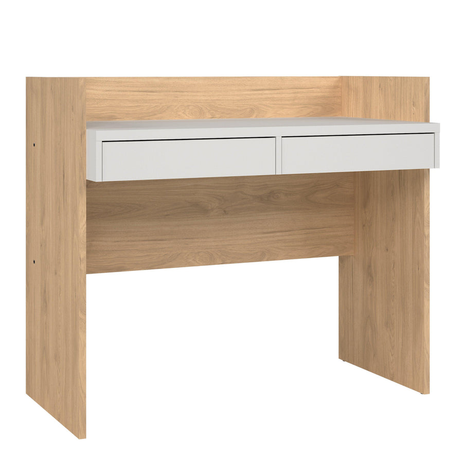 Function Plus Desk 2 Drawers in Jackson Hickory and White