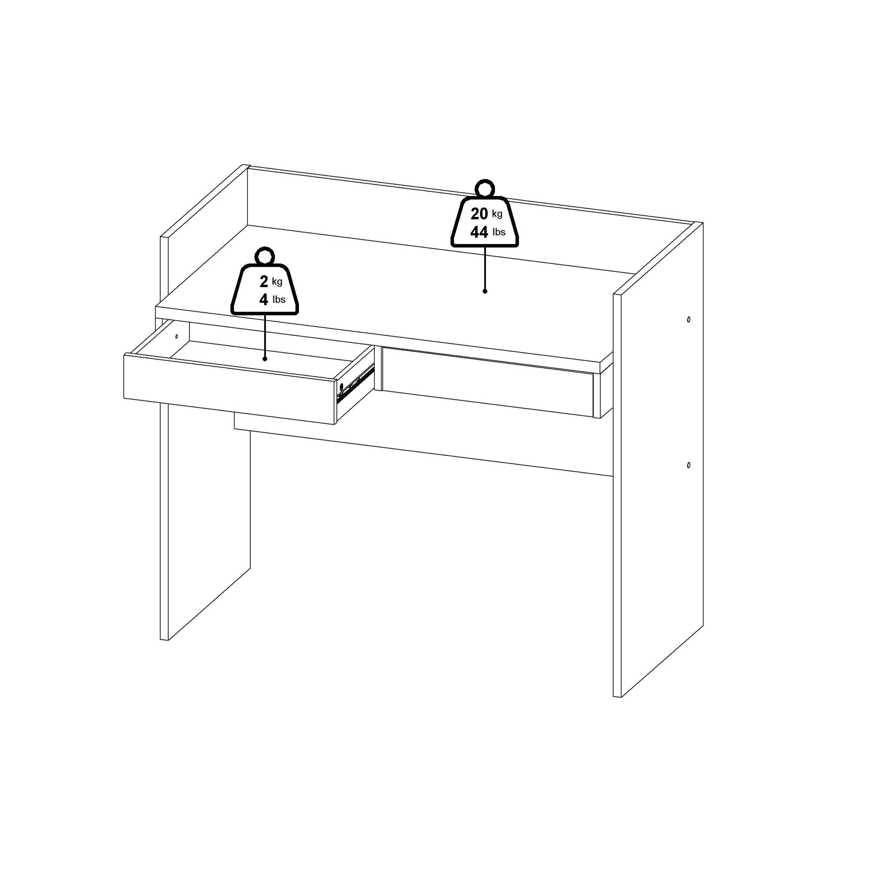 Function Plus Desk 2 Drawers in Jackson Hickory and White - image 11
