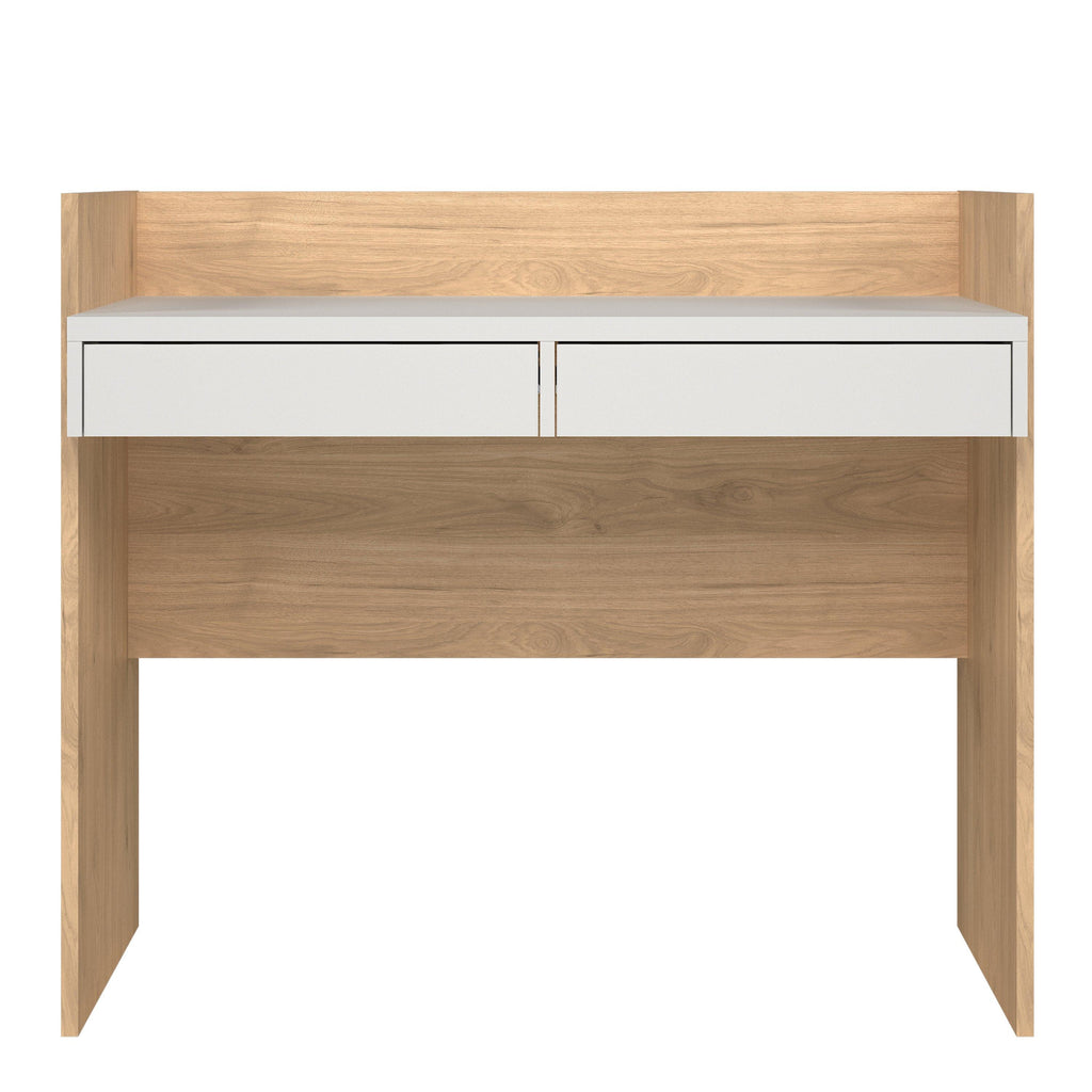 Function Plus Desk 2 Drawers in Jackson Hickory and White - image 2