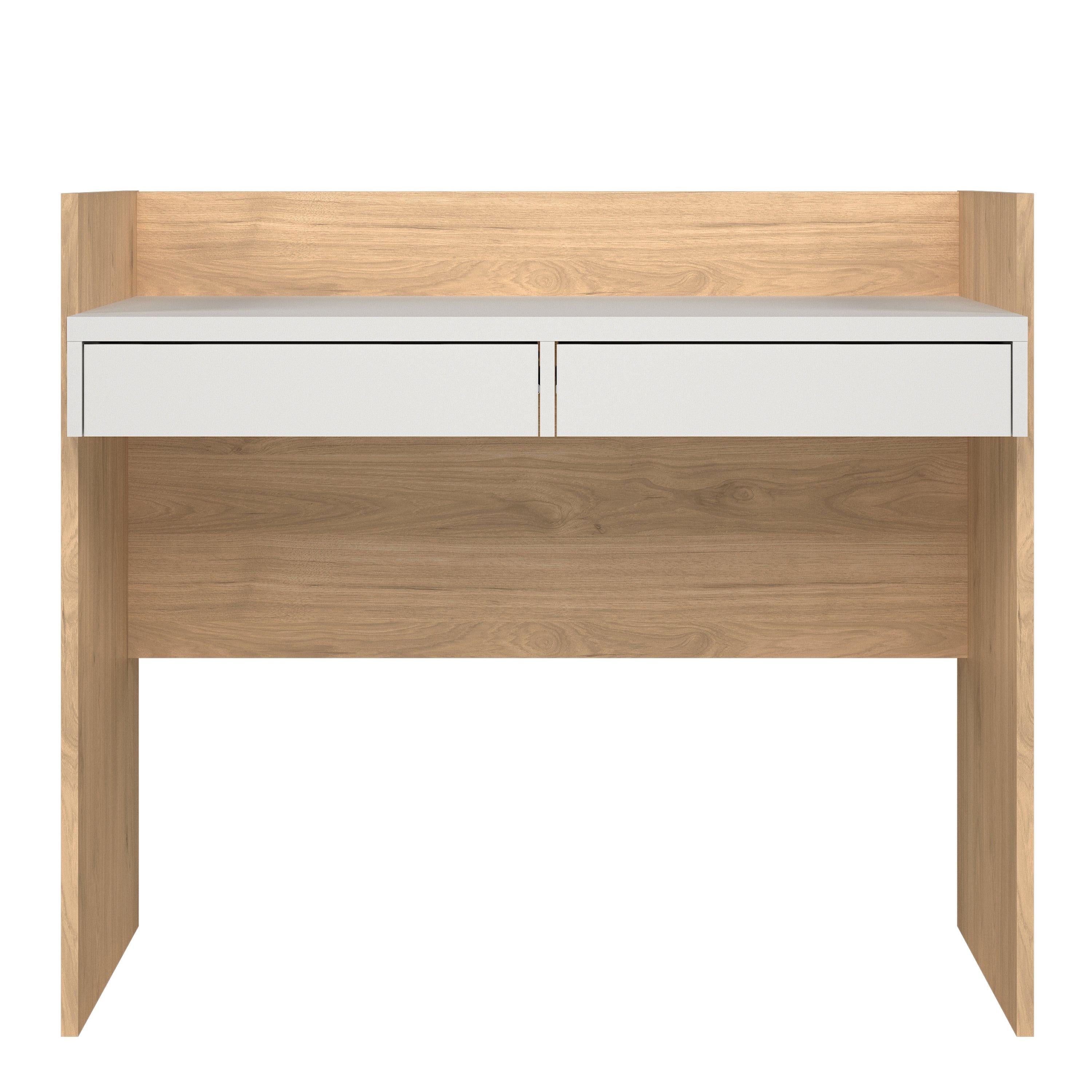 Function Plus Desk 2 Drawers in Jackson Hickory and White - image 2