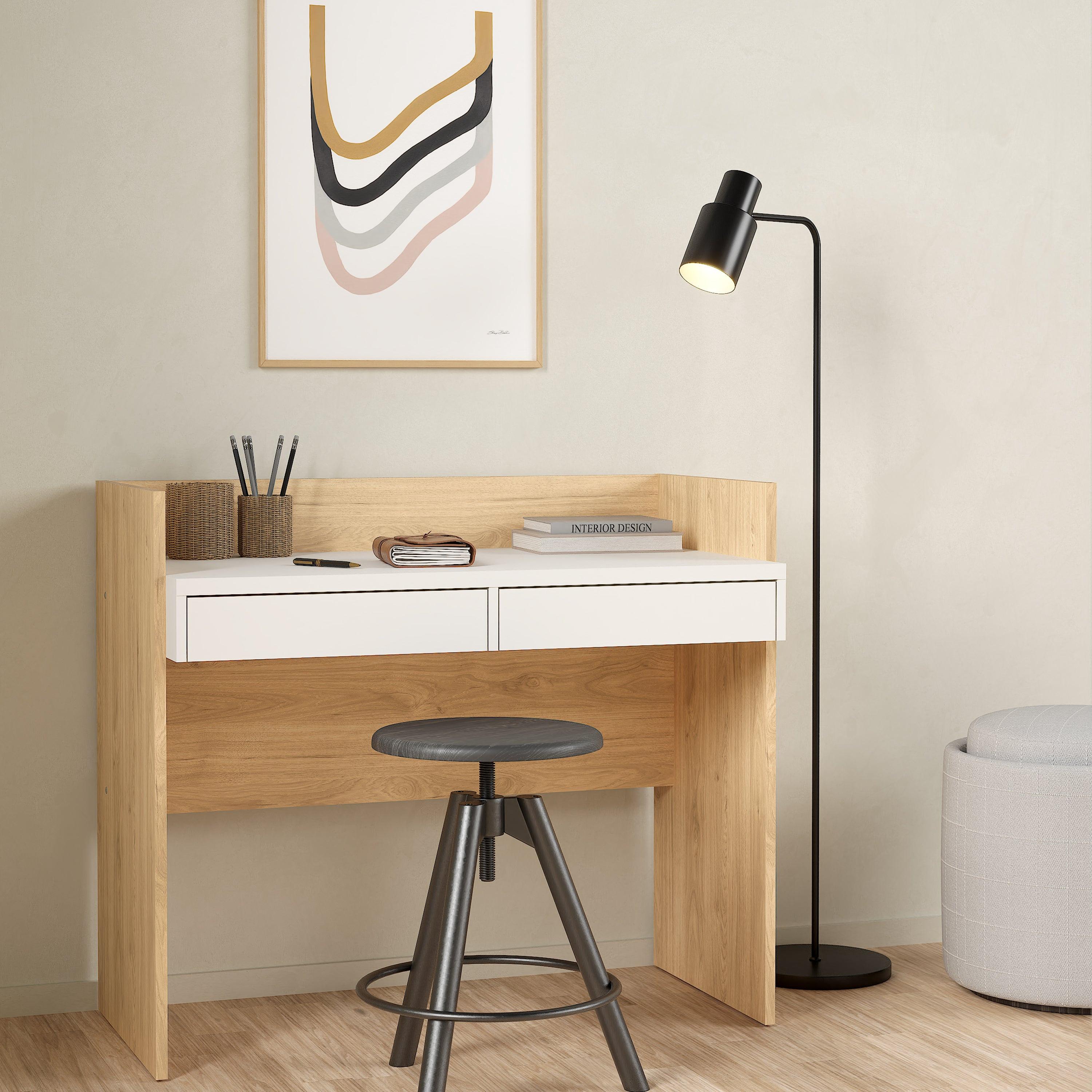 Function Plus Desk 2 Drawers in Jackson Hickory and White - image 6