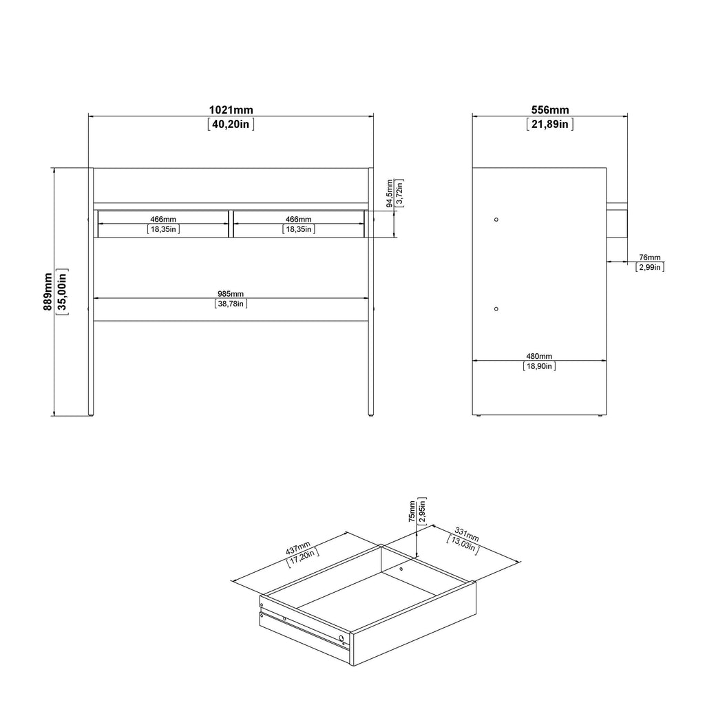 Function Plus Desk 2 Drawers in Jackson Hickory and White - image 9