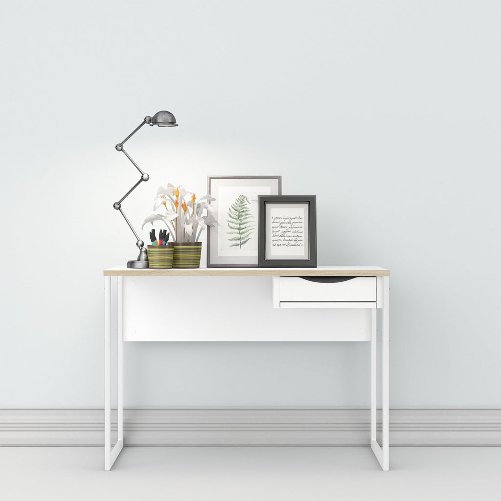 Function Plus Desk 1 Drawer in White with Oak Trim - image 5