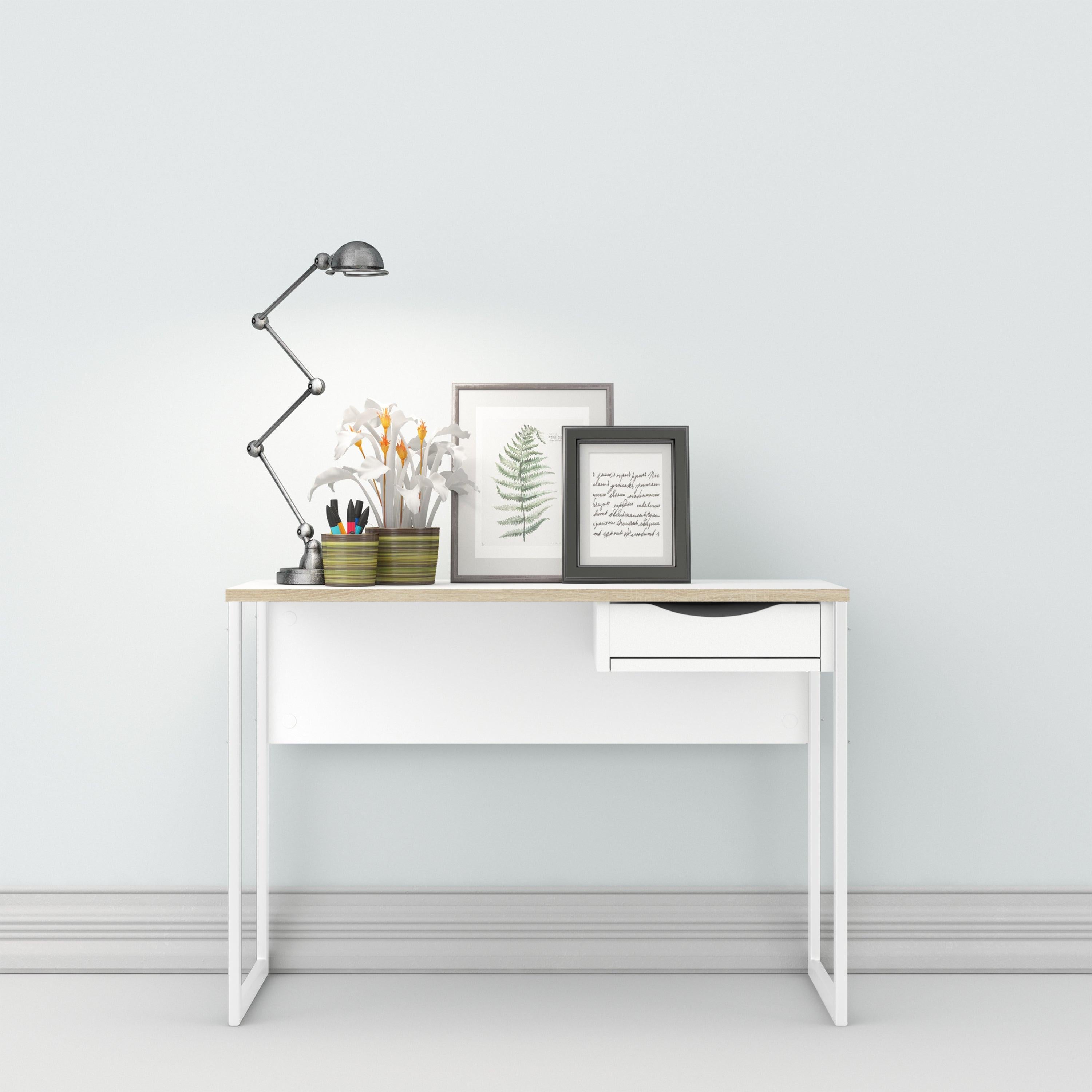 Function Plus Desk 1 Drawer in White with Oak Trim - image 5