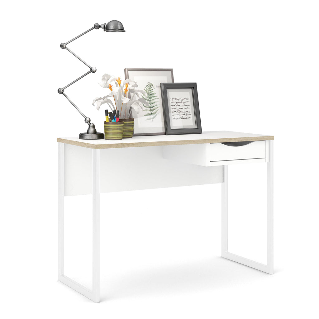 Function Plus Desk 1 Drawer in White with Oak Trim - image 6