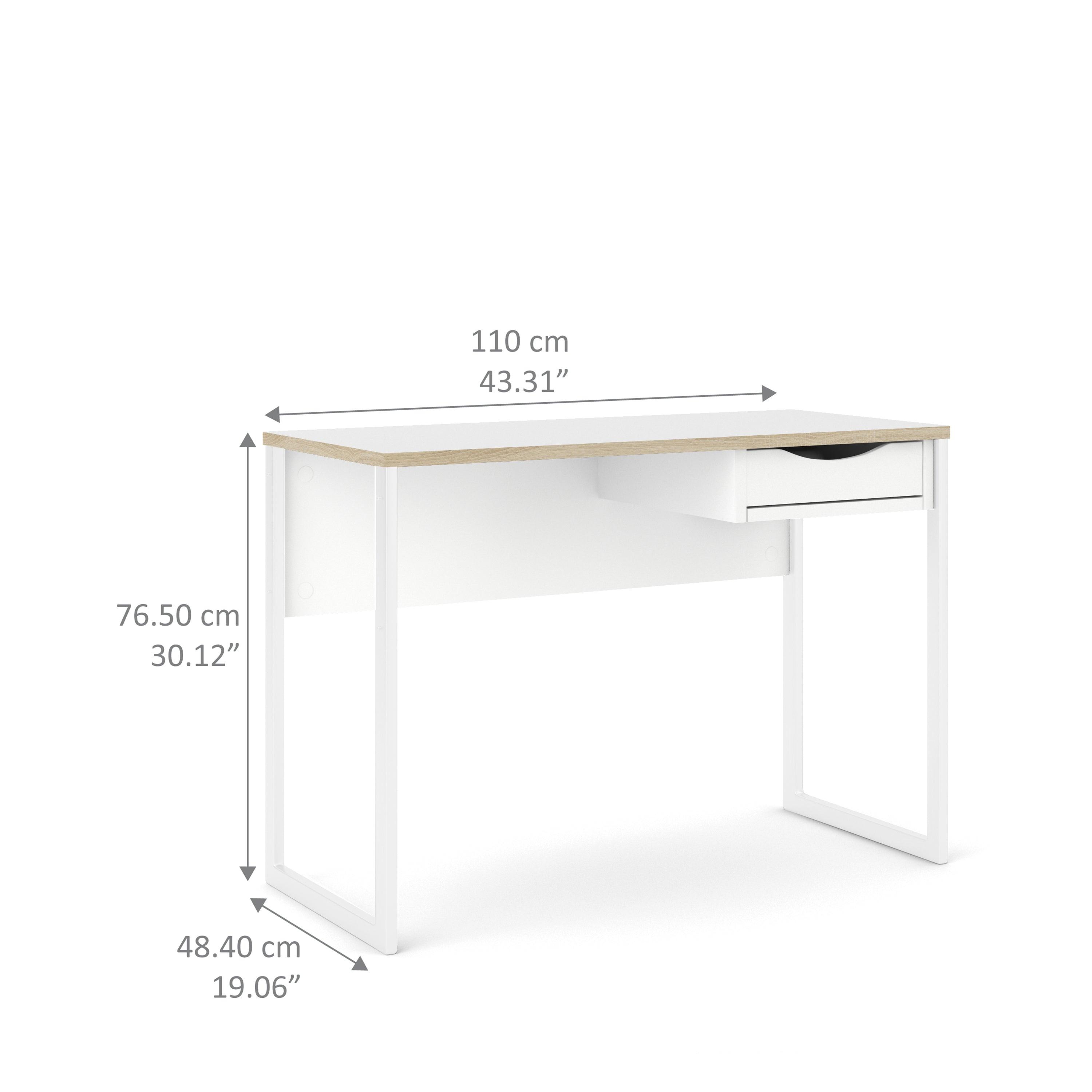 Function Plus Desk 1 Drawer in White with Oak Trim - image 9