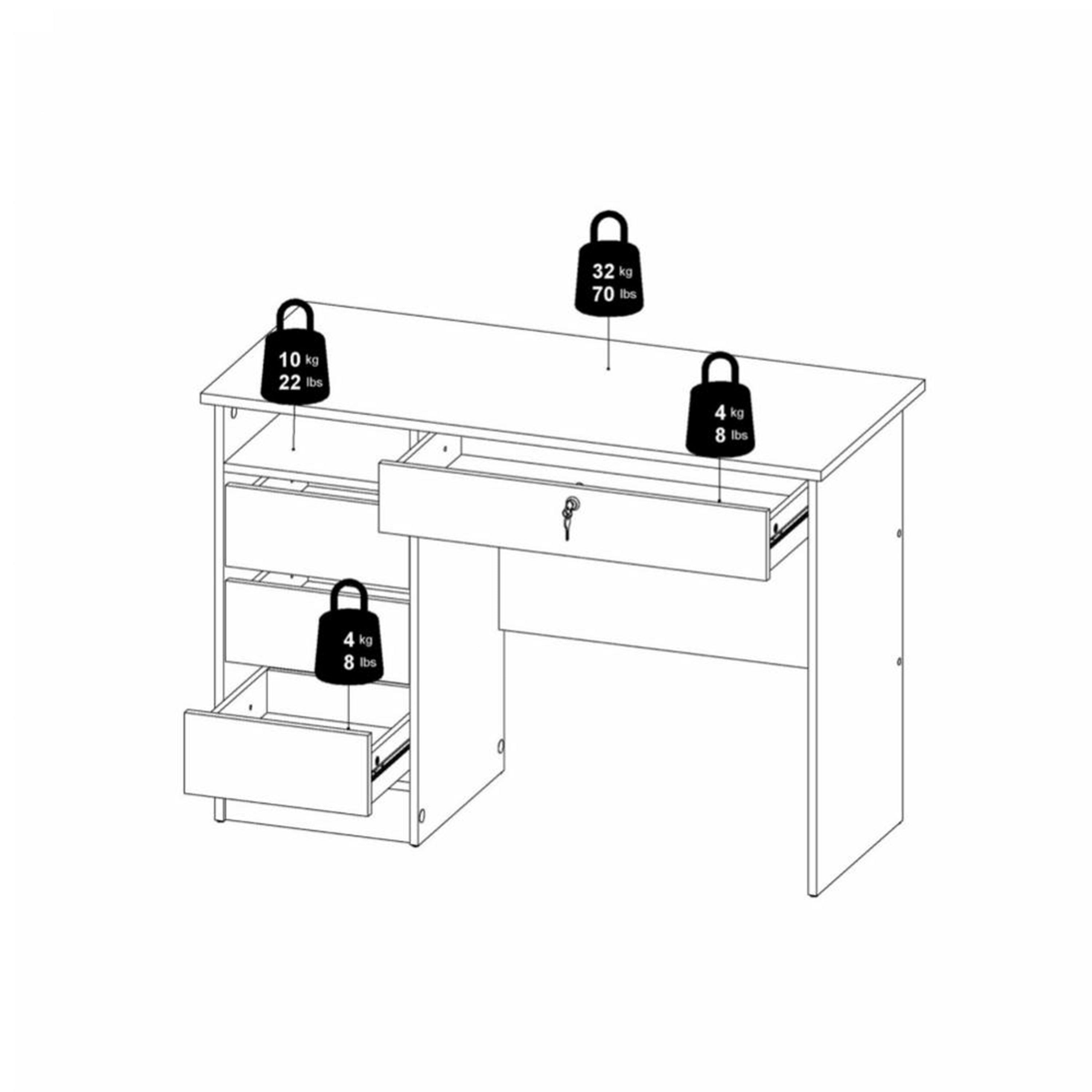 Function Plus 4 Drawer Desk Handleless Drawer in White - image 10