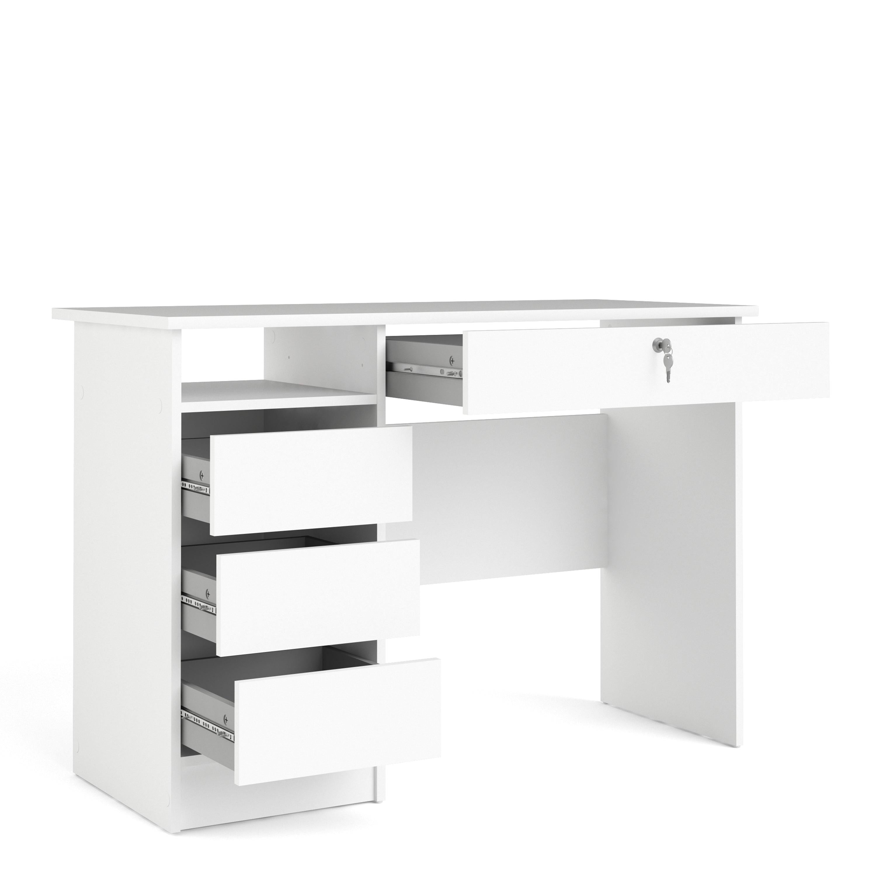 Function Plus 4 Drawer Desk Handleless Drawer in White - image 3