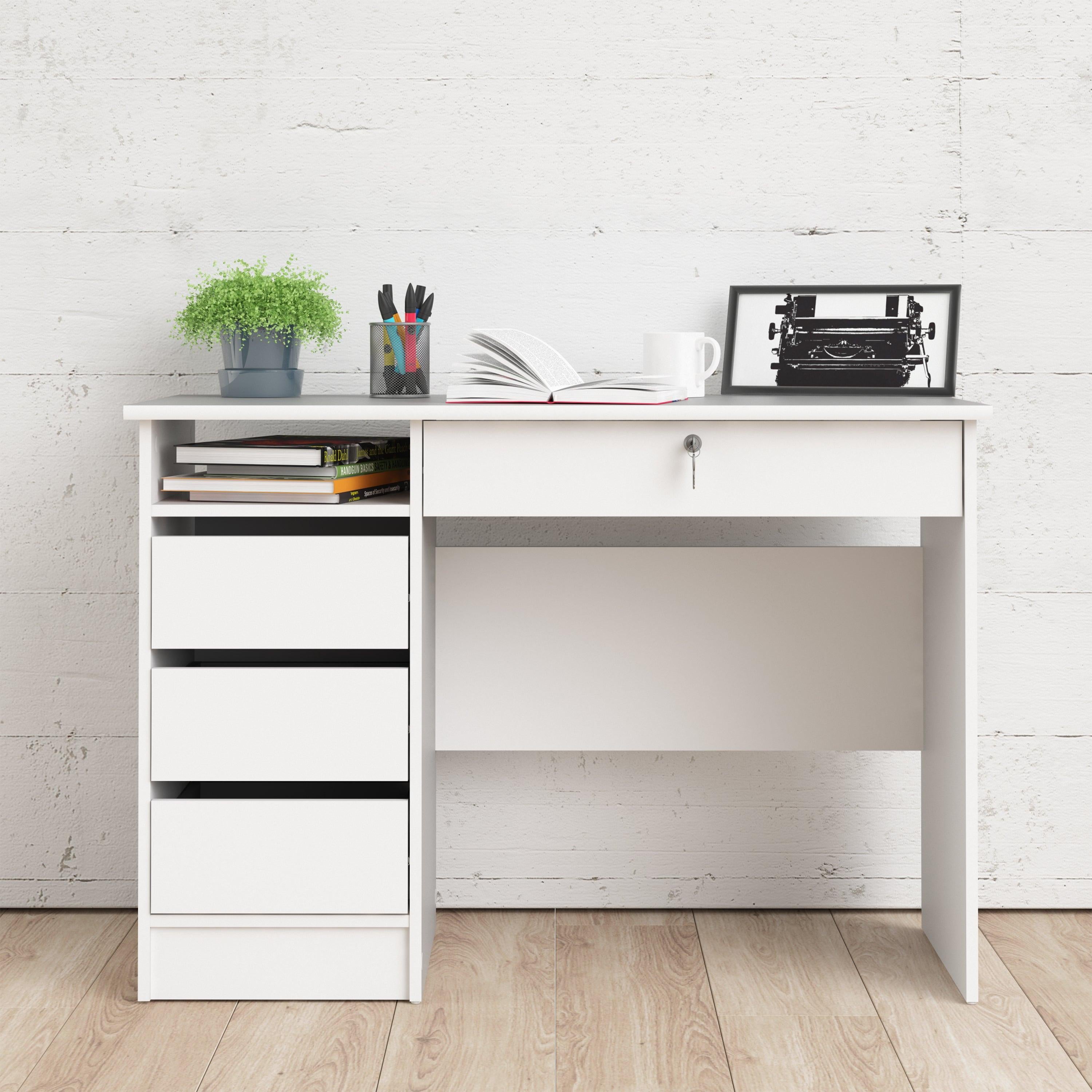 Function Plus 4 Drawer Desk Handleless Drawer in White - image 4