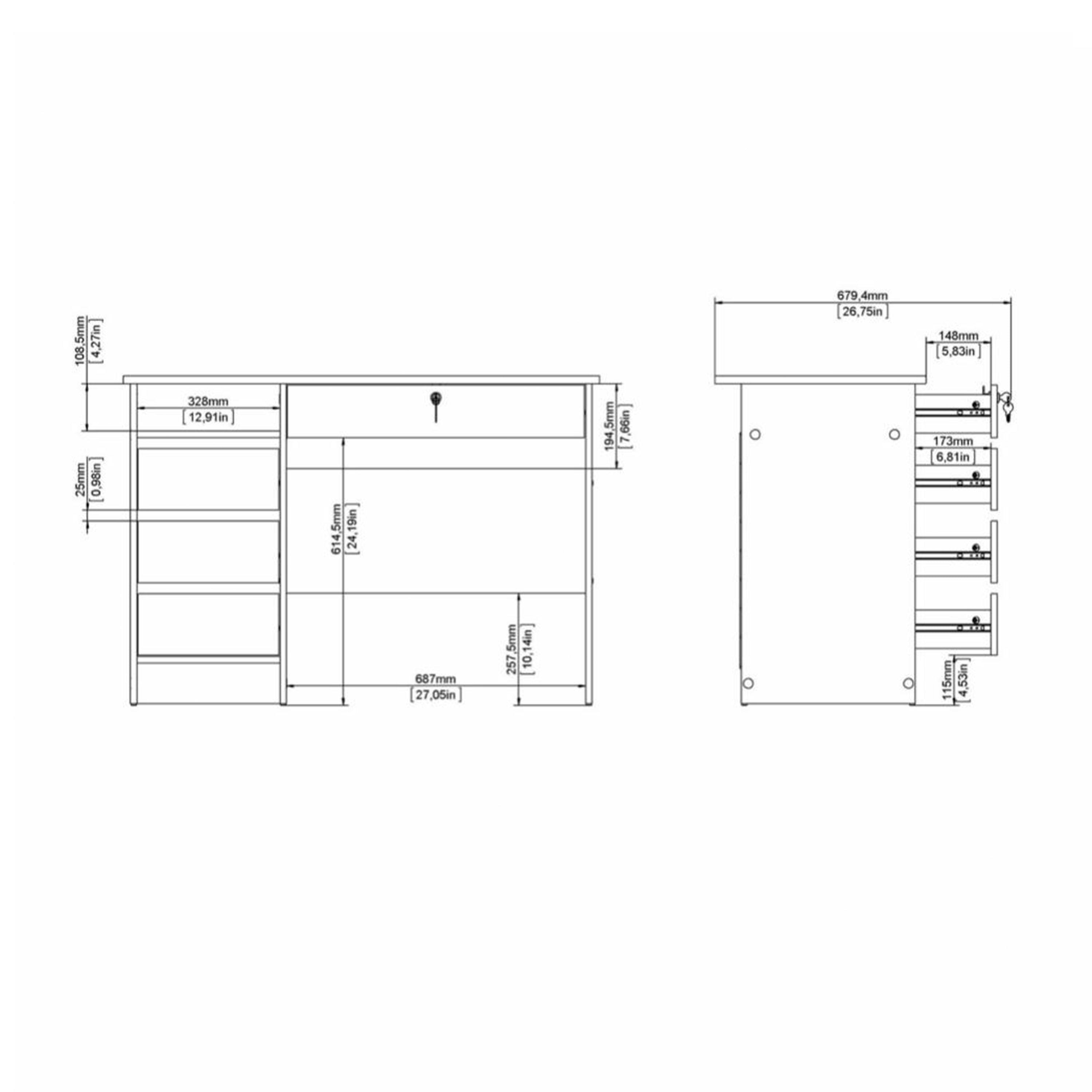 Function Plus 4 Drawer Desk Handleless Drawer in White - image 9