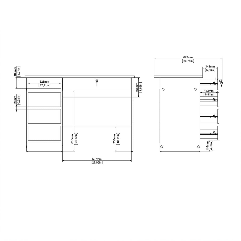 Function Plus 4 Drawer Desk Handleless Drawer in Jackson Hickory Oak - image 10