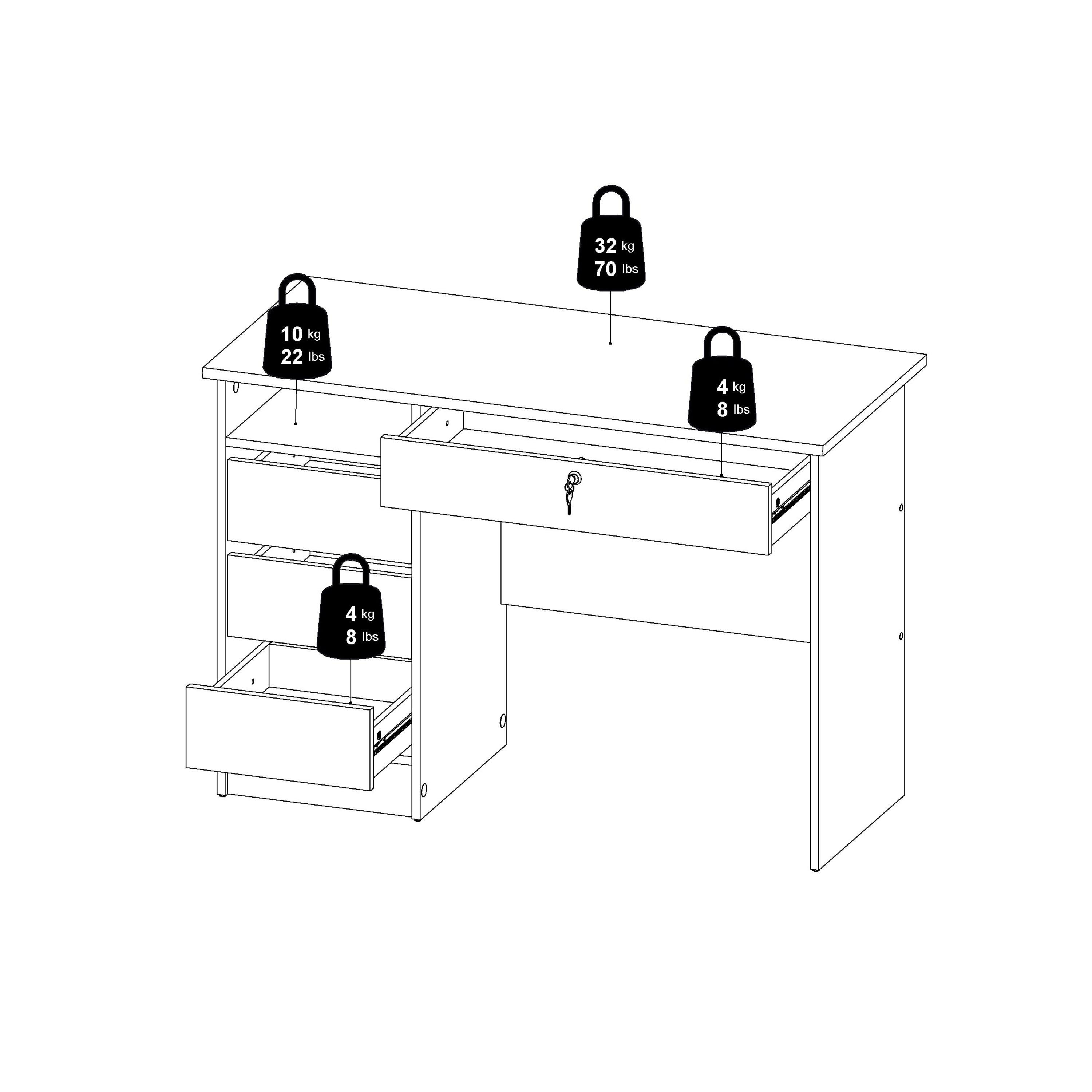 Function Plus 4 Drawer Desk Handleless Drawer in Jackson Hickory Oak - image 11
