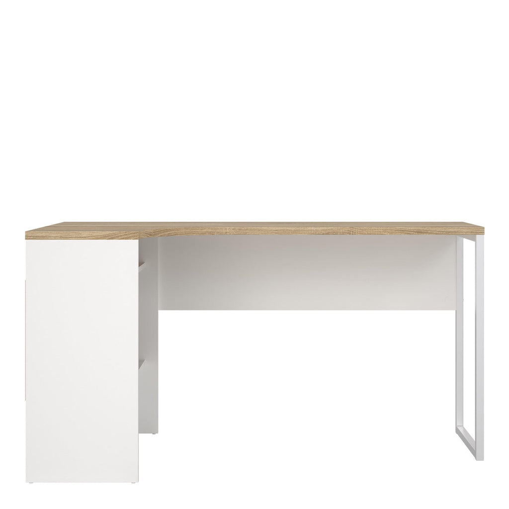 Function Plus Corner Desk 2 Drawers in White and Oak - image 2