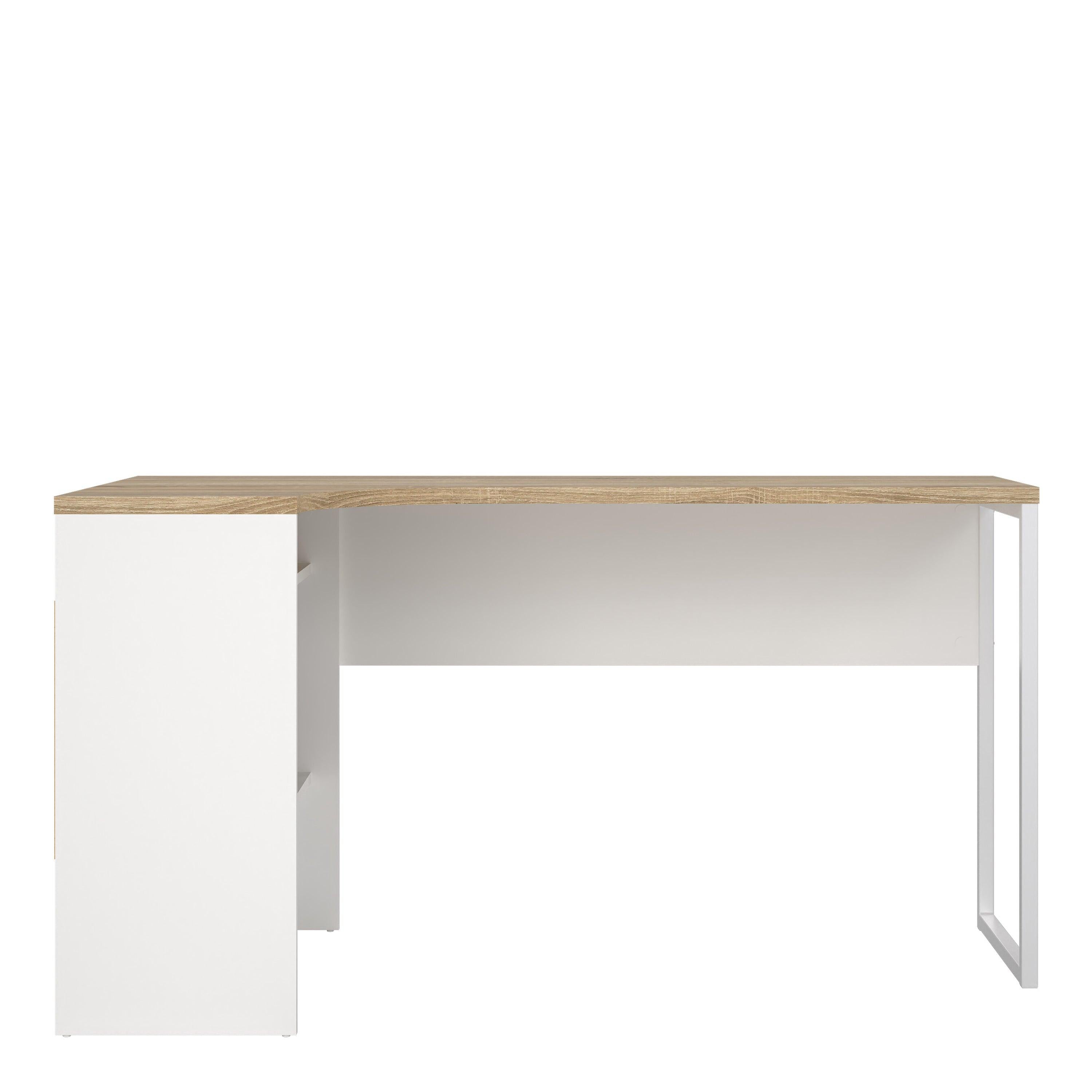 Function Plus Corner Desk 2 Drawers in White and Oak - image 2