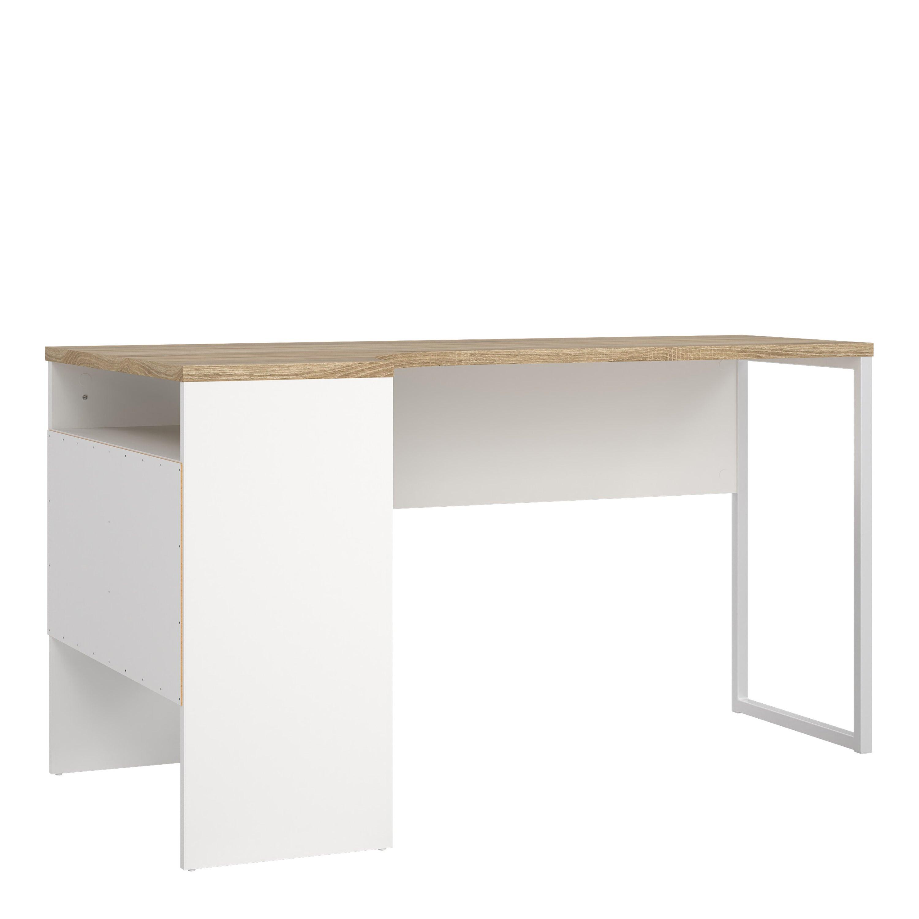 Function Plus Corner Desk 2 Drawers in White and Oak - image 3