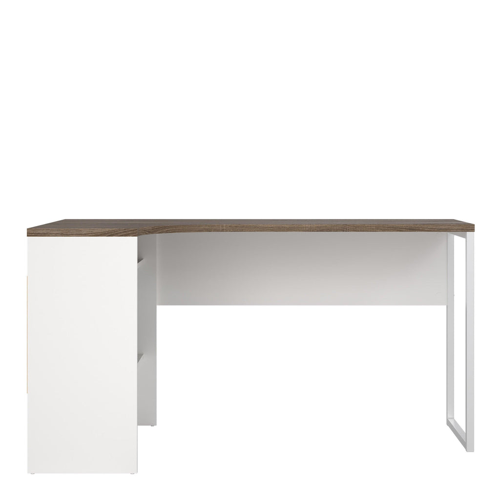 Function Plus Corner Desk 2 Drawers in White and Truffle Oak - image 2