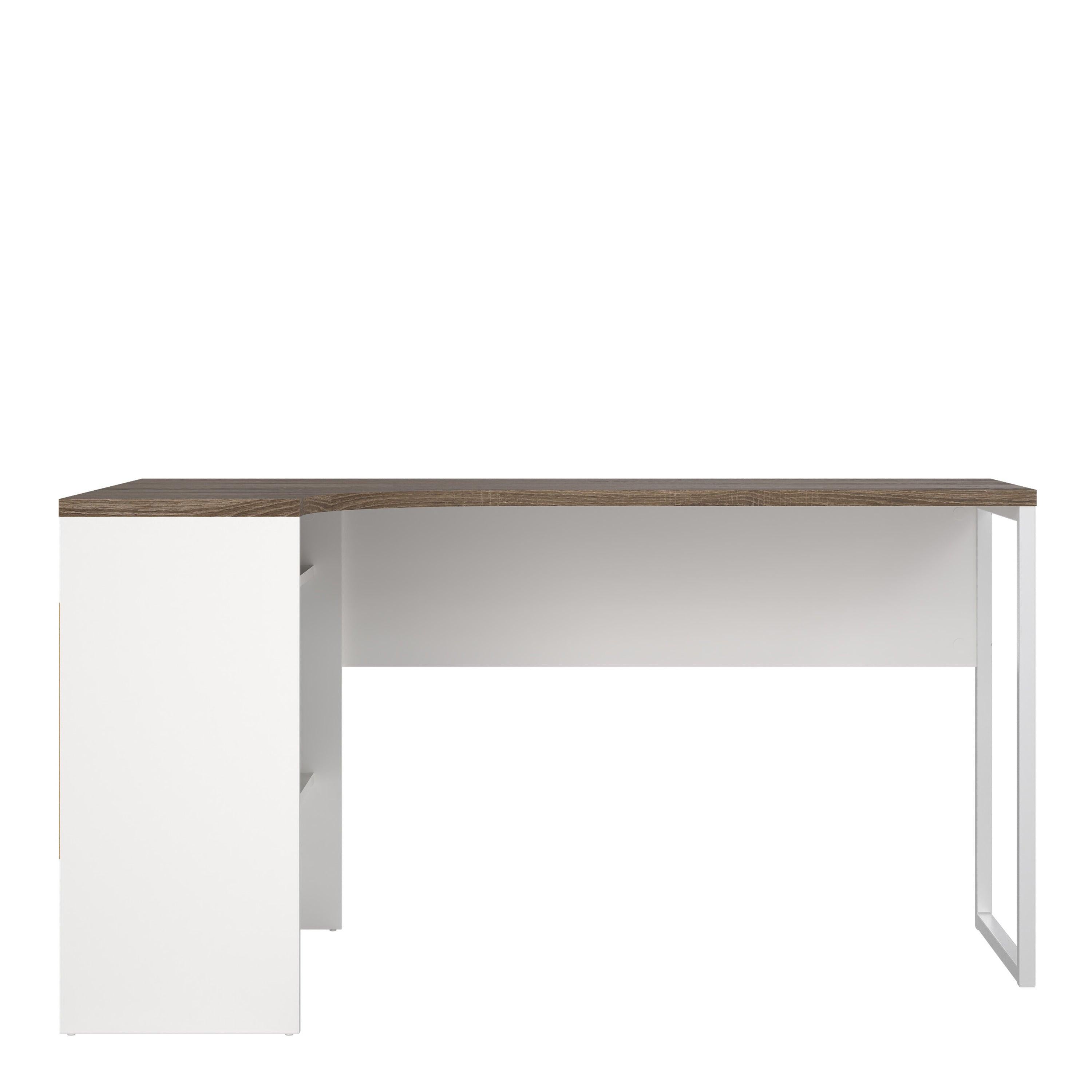Function Plus Corner Desk 2 Drawers in White and Truffle Oak - image 2